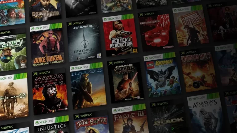 A display of various Xbox video game covers, including titles such as "Star Wars," "Red Dead Redemption," and "LEGO Batman," arranged in a grid pattern.
