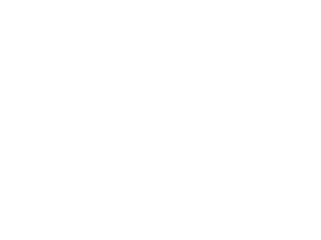 Paul bangay logo on a black background.