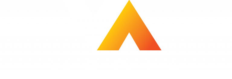 The v media logo on a black background.